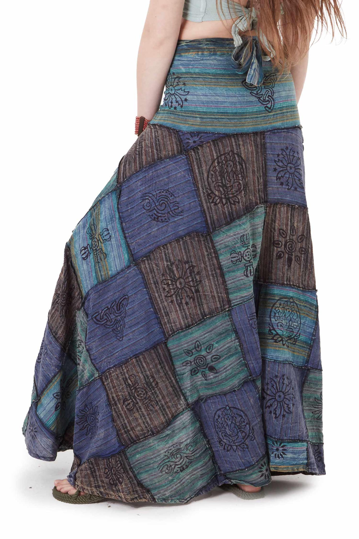 Long Earthy Patchwork Skirt
