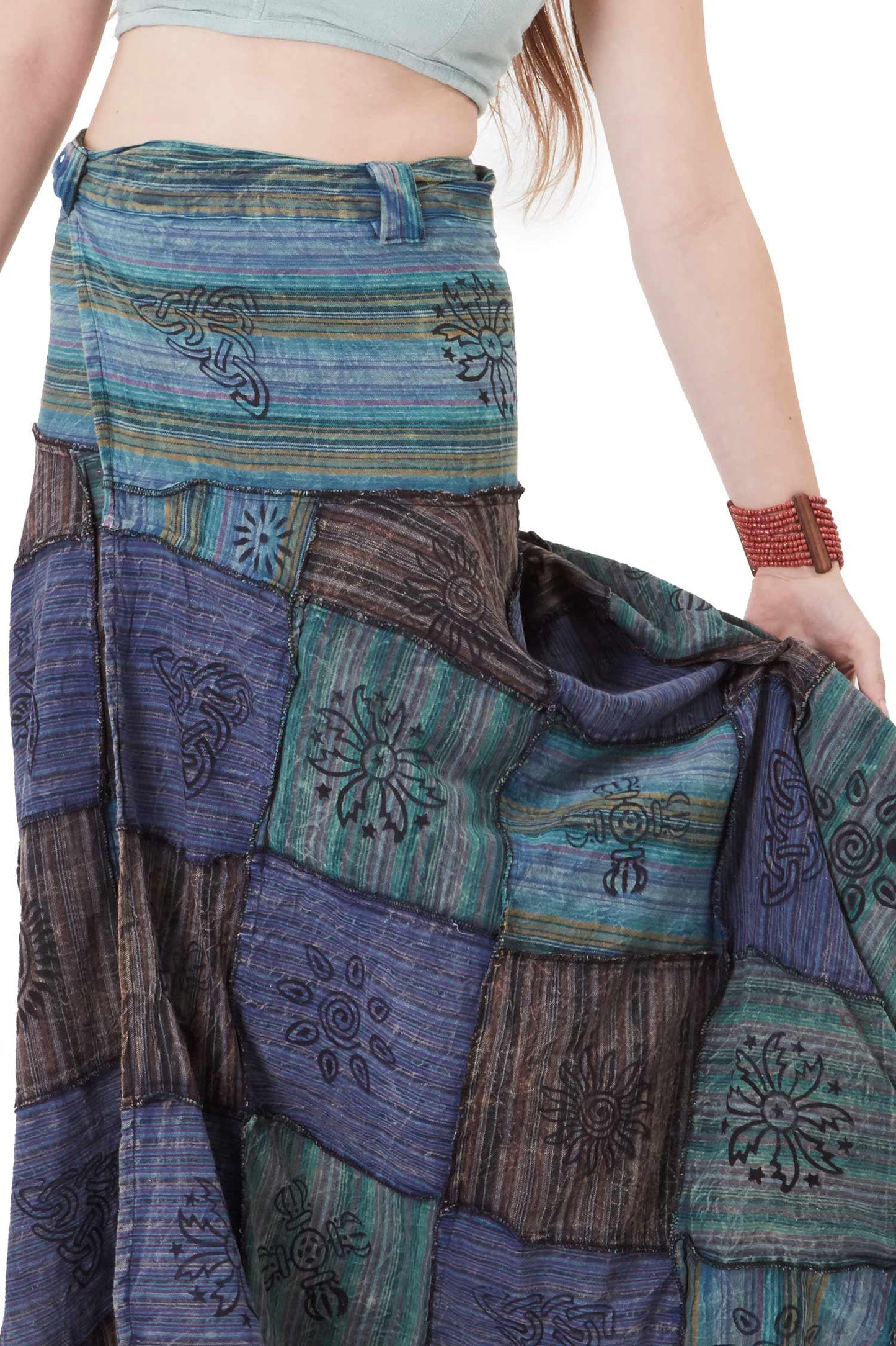 Long Earthy Patchwork Skirt