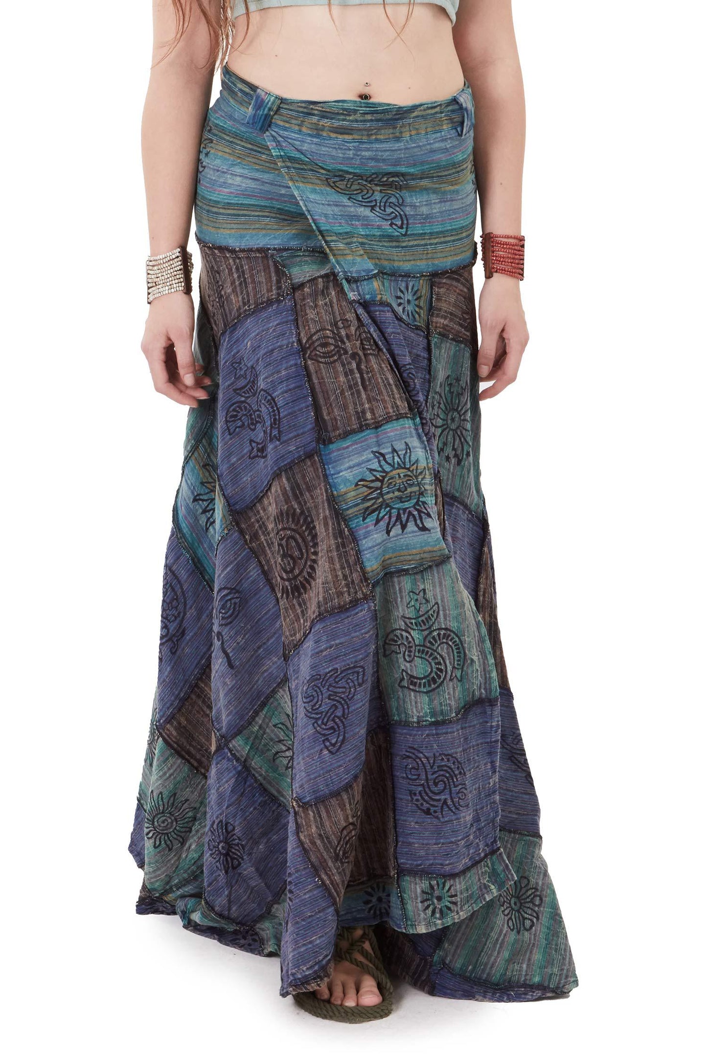 Long Earthy Patchwork Skirt