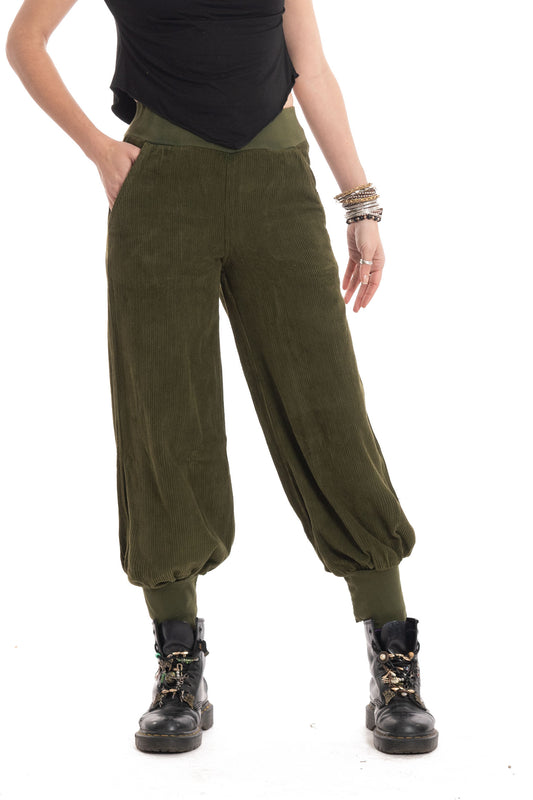 Loose Fit Corduroy Hippy Jeans for Women