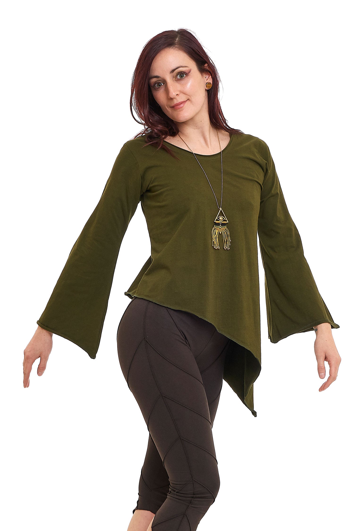 Assym long sleeve pixie top - Cutneck Top (ROKCUTN) by Altshop UK