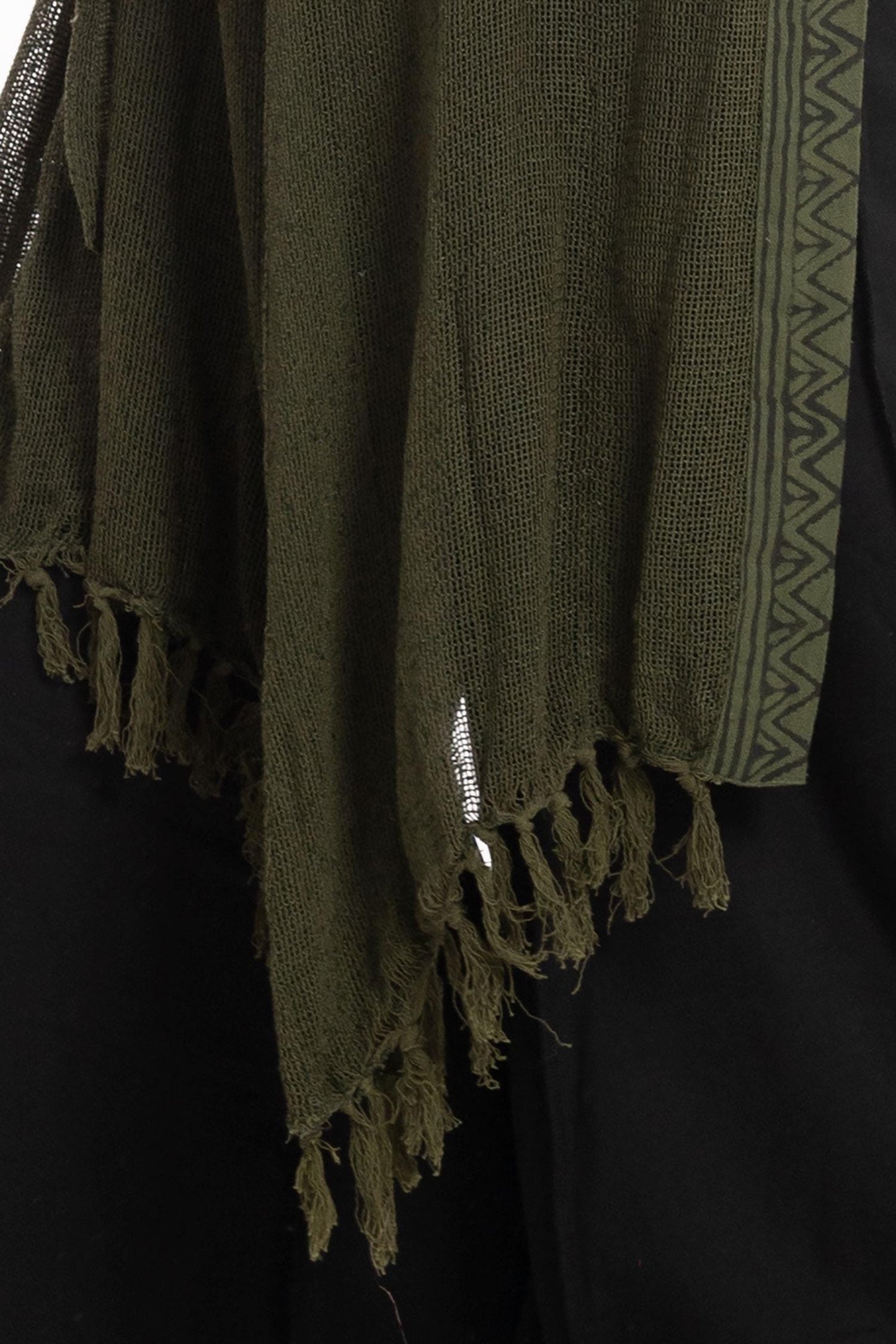 Sheer Hand Block Print Tribal Hippy Beach Kimono in Black for Boho Gothic Woman