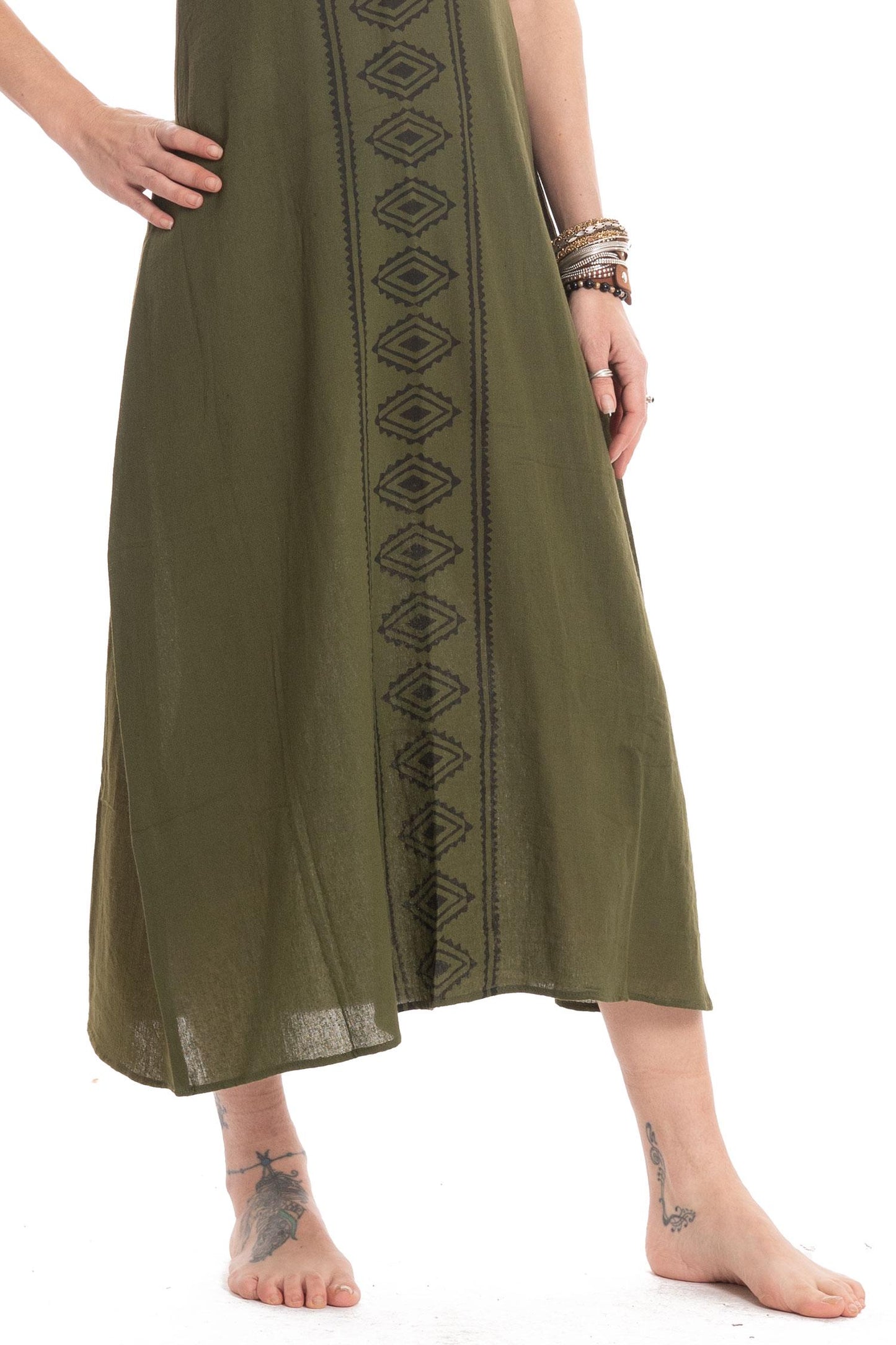 Hand Blocked Tribal Goa Natural Dress for Bohemian Hippy Woman