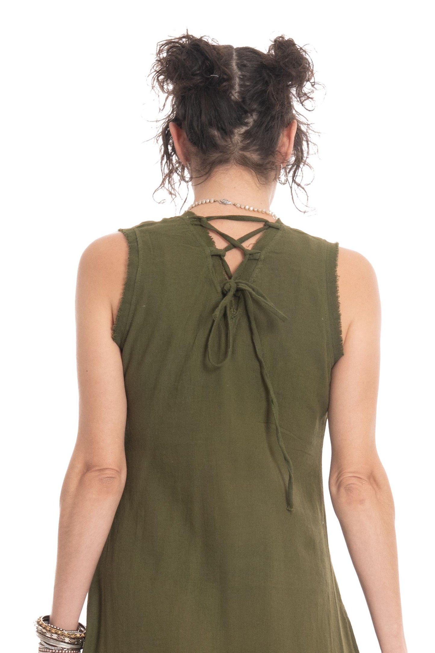 Hand Blocked Tribal Goa Natural Dress for Bohemian Hippy Woman