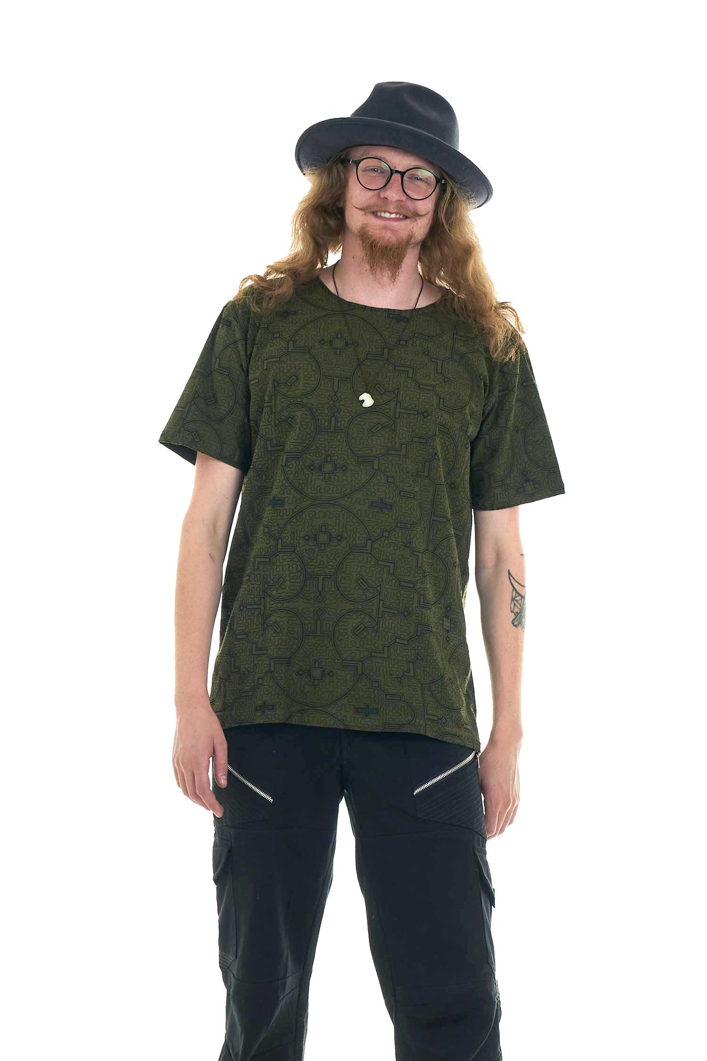Mens Geometric Tee Shirt, Shipibo Ayahuasca Teeshirt - Geo Tee (ROKGET) by Altshop UK