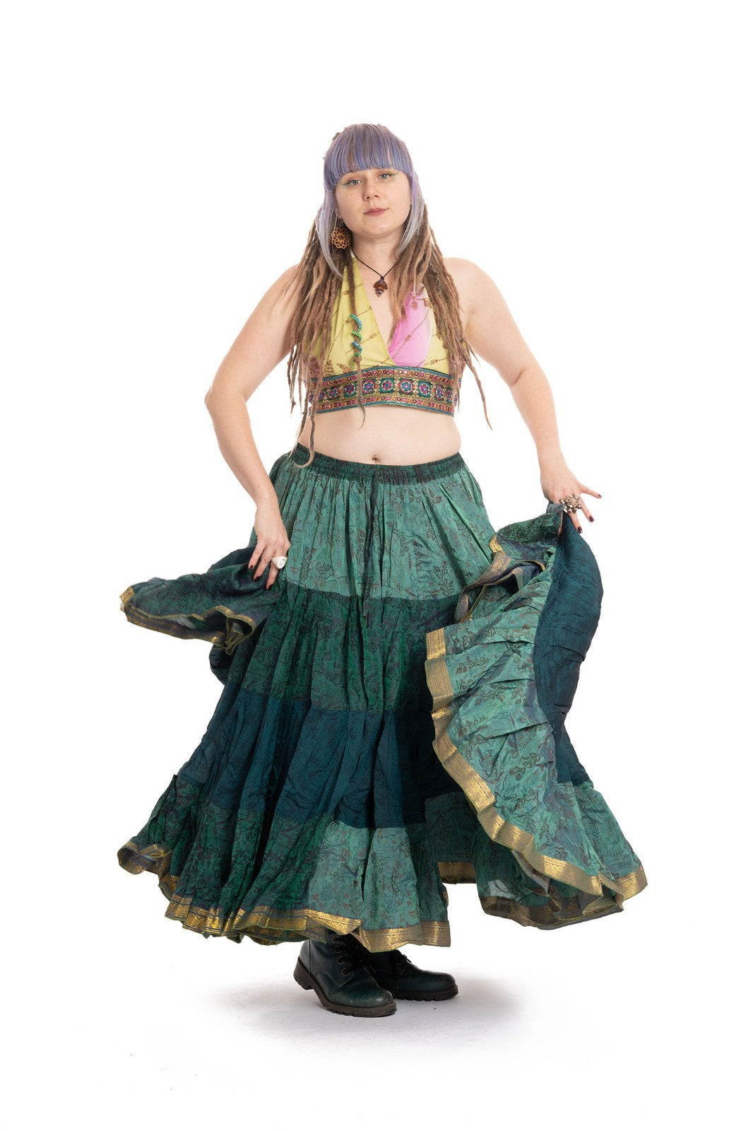 Long Upcycled Belly Dance Ats Skirt