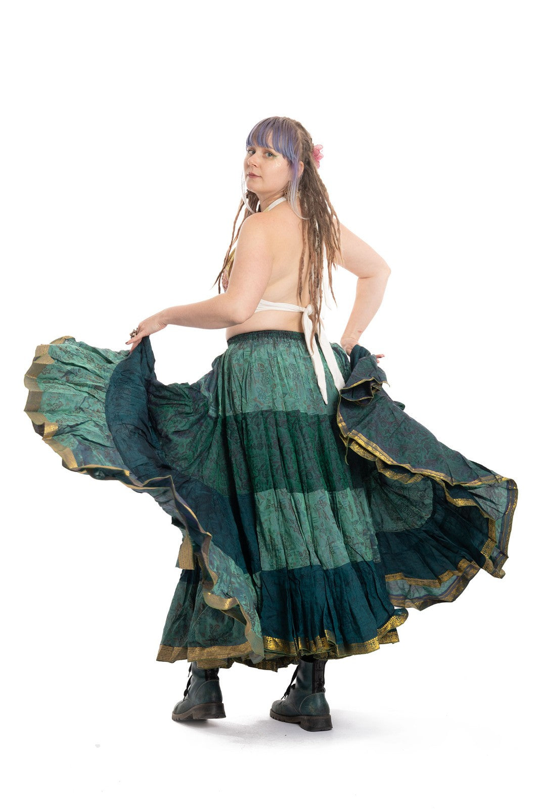 Long Upcycled Belly Dance Ats Skirt