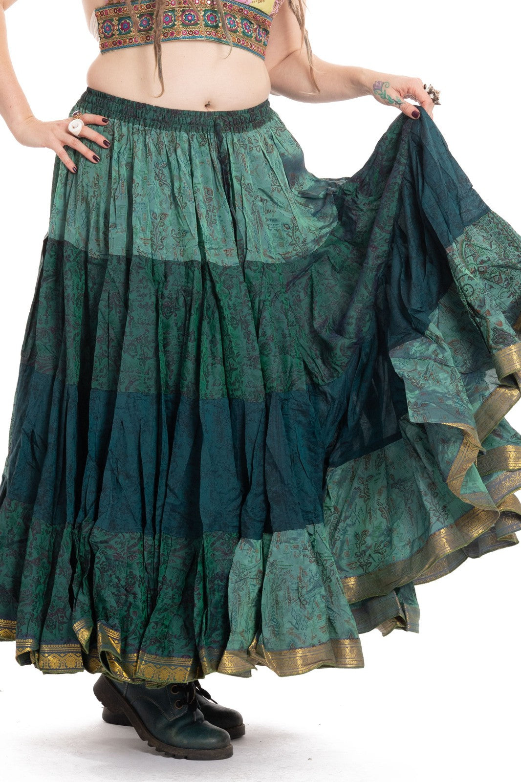 Long Upcycled Belly Dance Ats Skirt