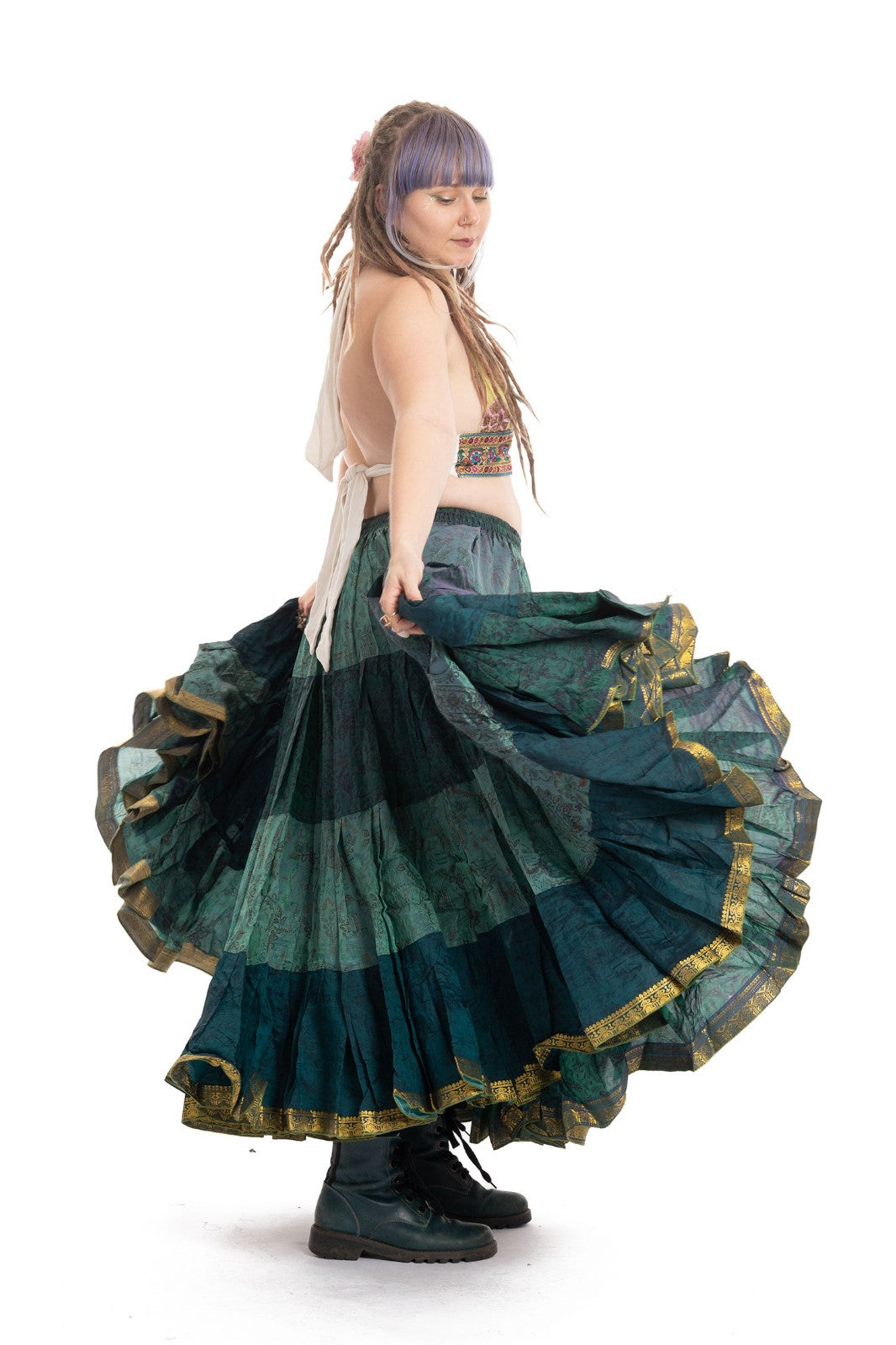 Long Upcycled Belly Dance Ats Skirt