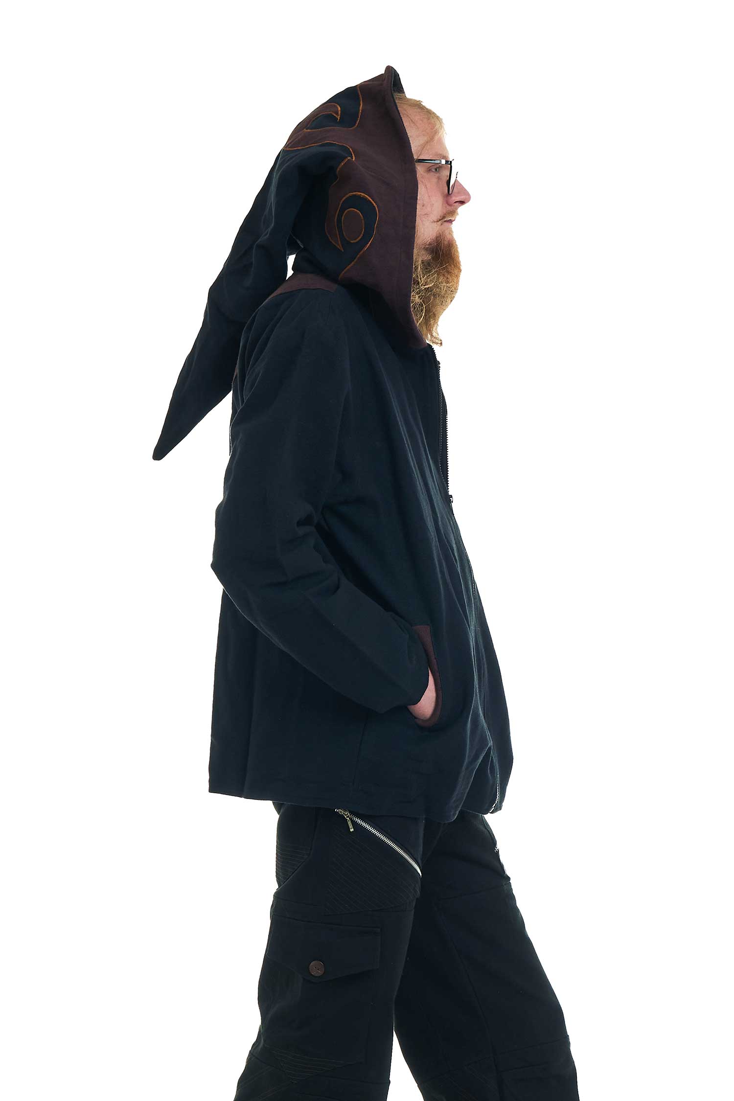 Mens Wizard Hood Jacket, Psy Trance Pixie Jacket - Kadir Jacket (MJK4021) by Altshop UK