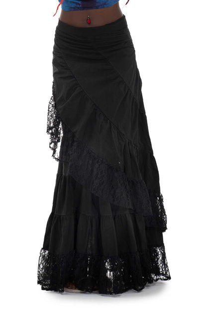 Cotton and Lace Boho Wrap Skirt - Long Boho Lace Skirt (DEVBOHS) by Altshop UK
