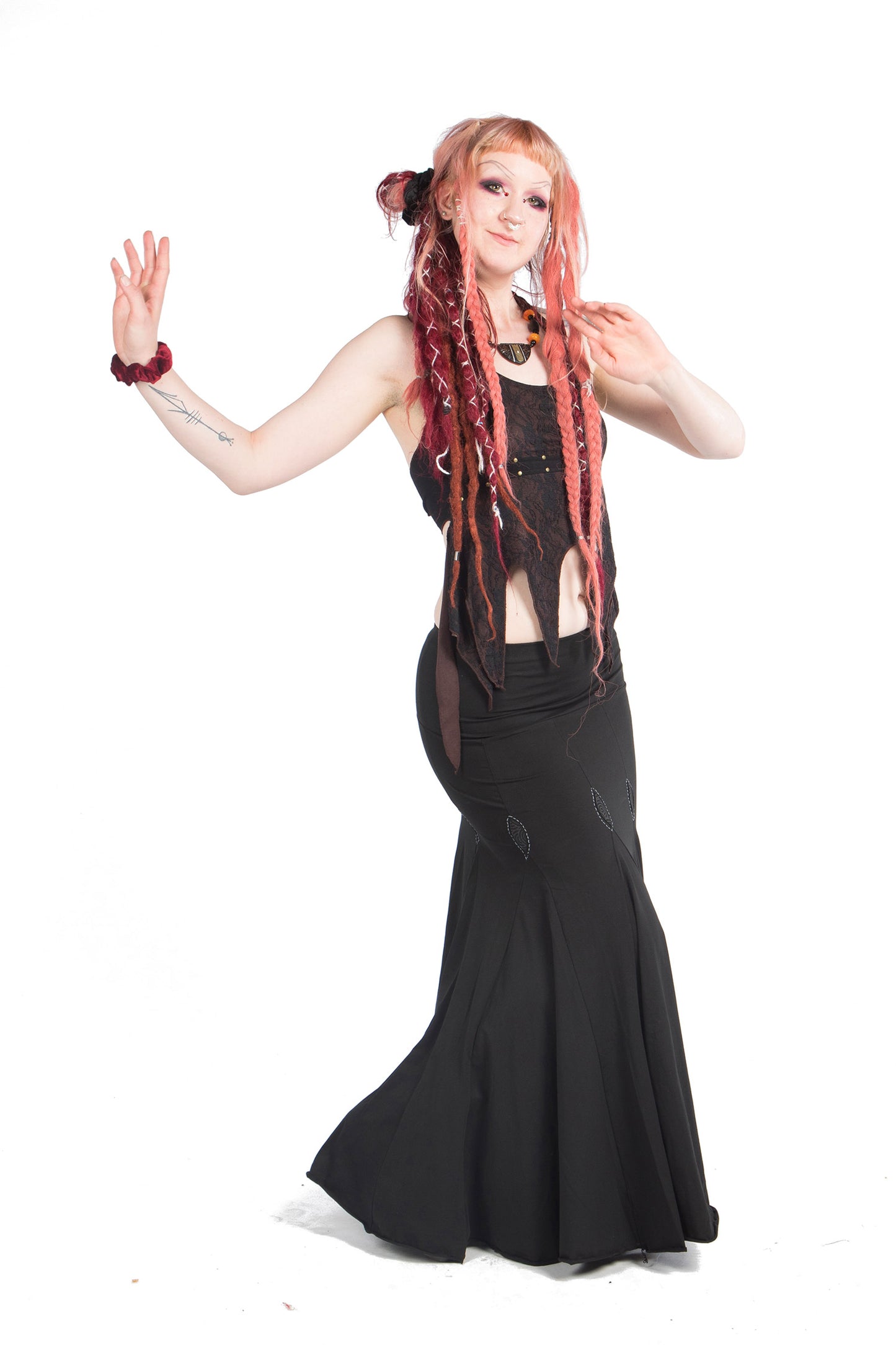 Mermaid Fishtail Skirt, organic cotton long Goa psy faery skirt - Booty Skirt (TSK230) by Altshop UK