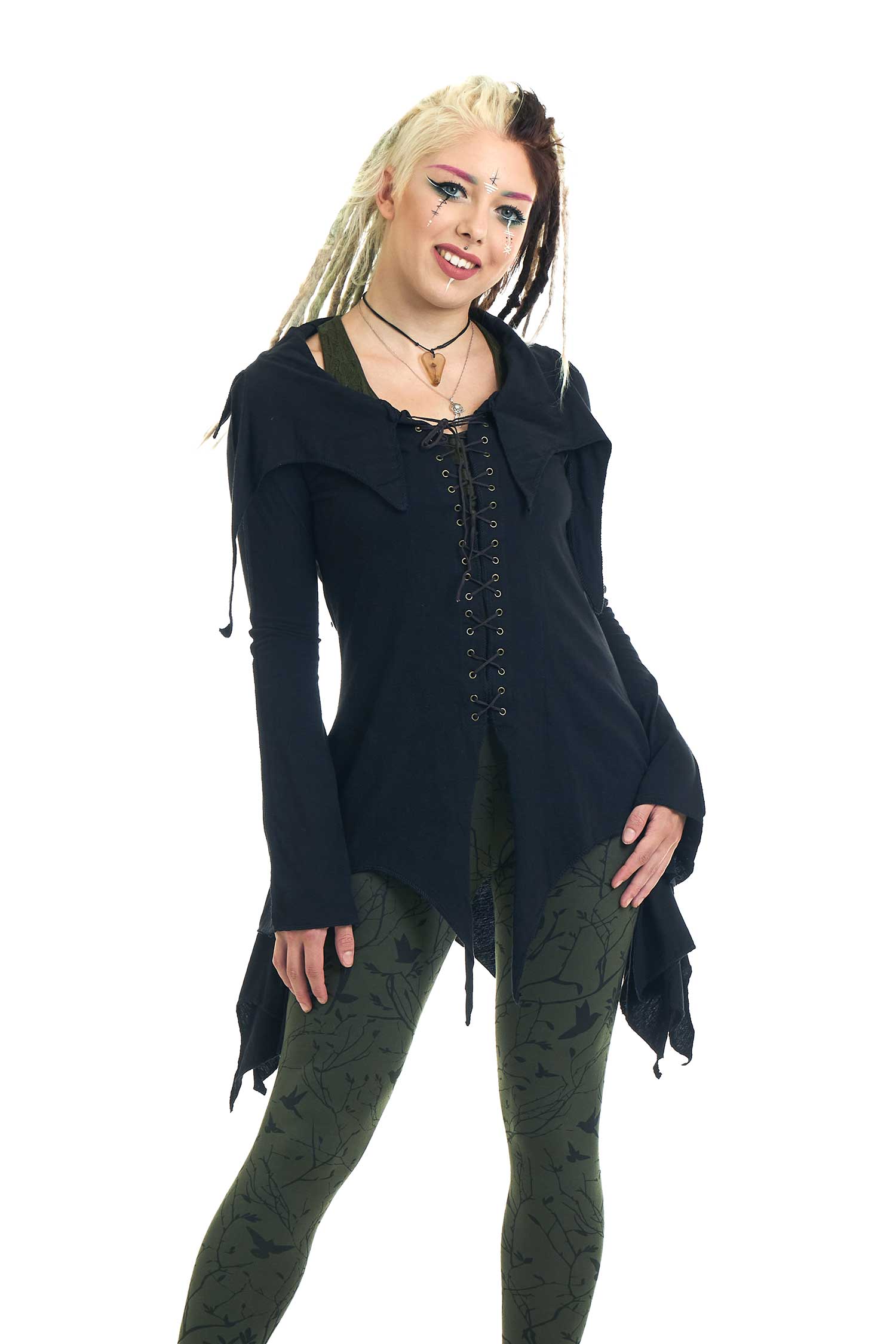 Pagan Tendrils Lace-Up Dress, Boho Fae Top - RikRak Dress (WDR5062) by Altshop UK