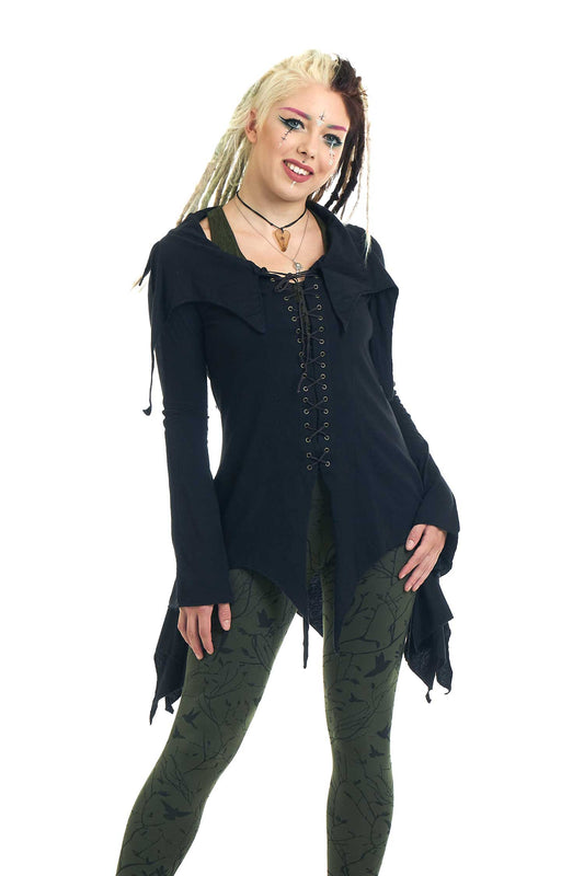 Pagan Tendrils Lace-Up Dress, Boho Fae Top - RikRak Dress (WDR5062) by Altshop UK