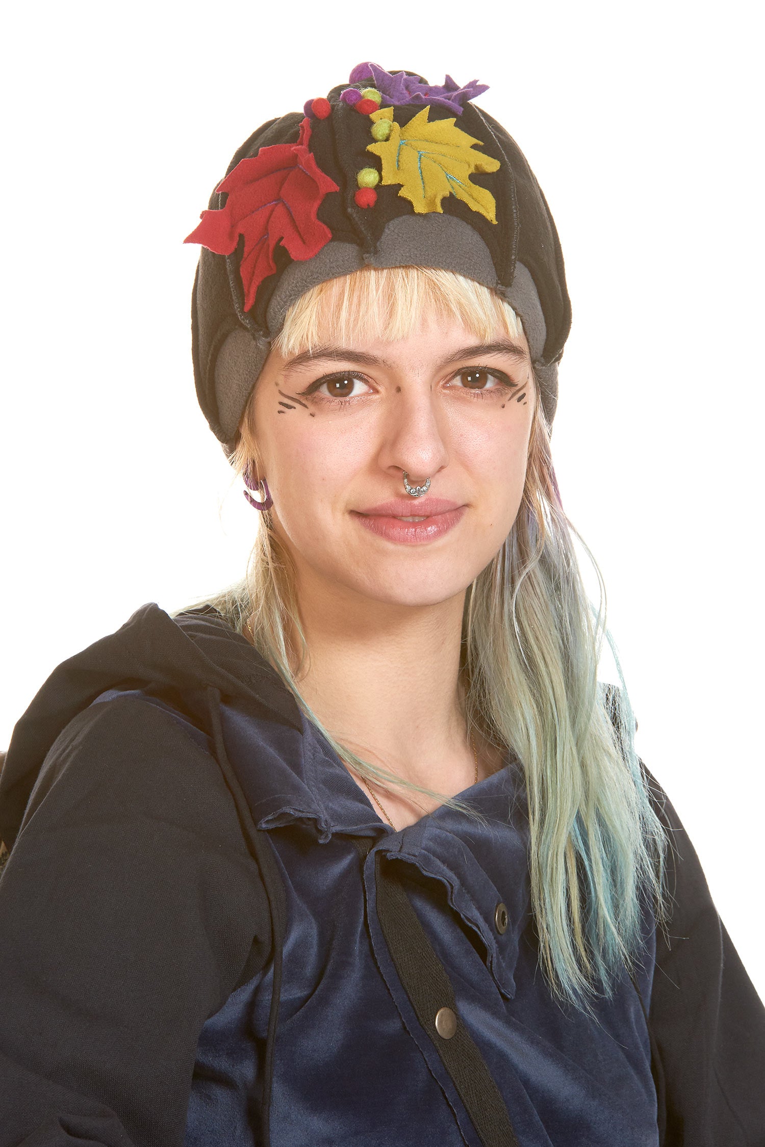 Fleece Pixie Hippy Hat, Cute Ladies Beanie - Maple Leaf Hat (HT2060) by Altshop UK