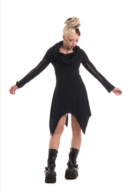 Pixie Witch Cowl Neck Hooded Long Sleeve Dress - Angel Dress (WDR5077) By Altshop UK