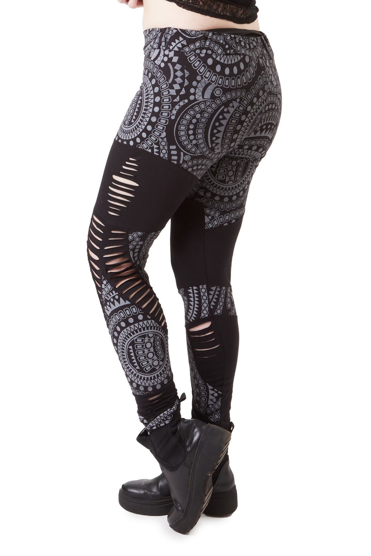 Slashed Mandala Tribal Steampunk Leggings