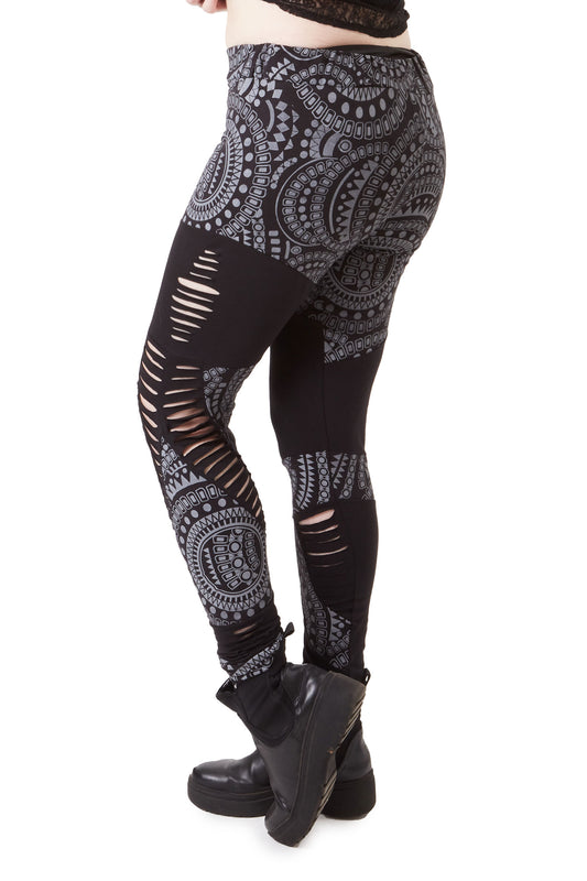 Slashed Mandala Tribal Steampunk Leggings
