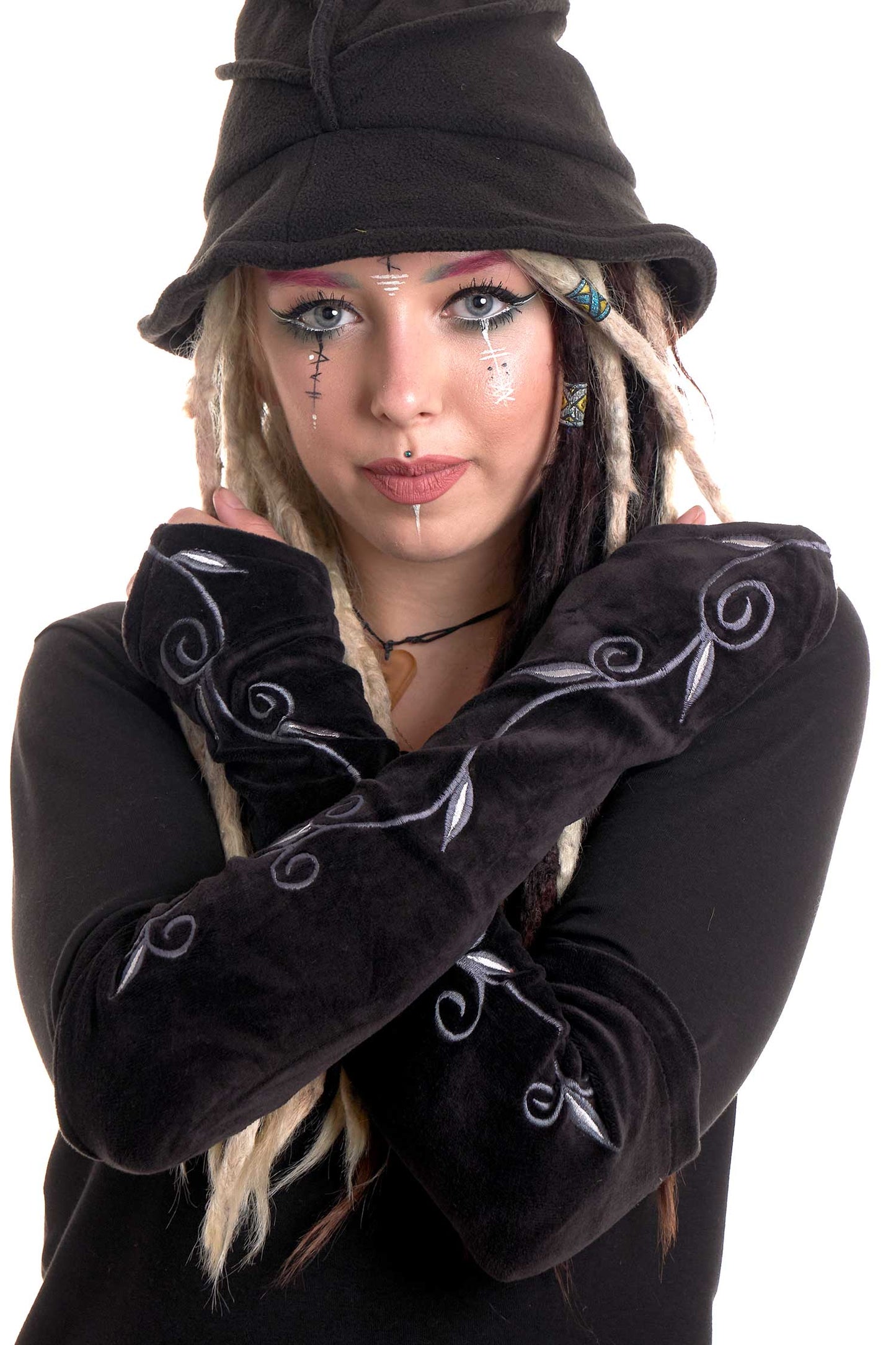 Long Velvet Boho Arm warmers, Cosplay Elf Elven Gauntlets - Adriel Armwarmers (AS2061) by Altshop UK