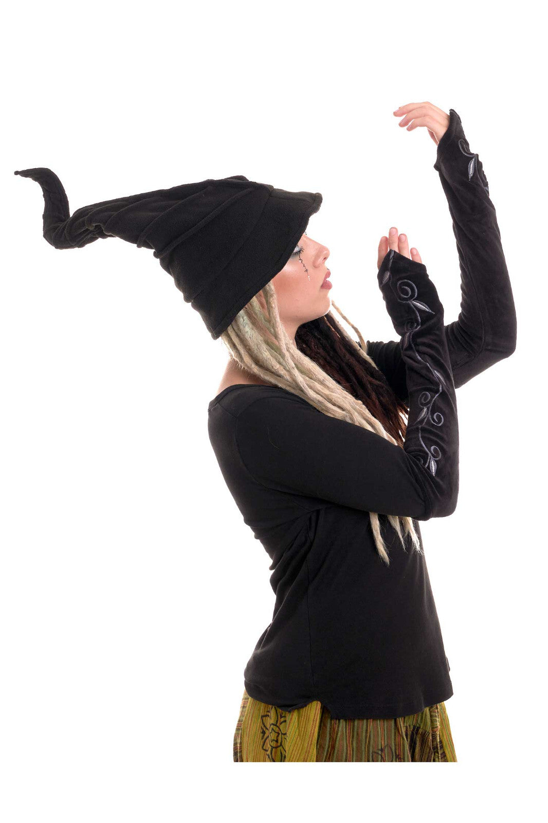 Posable Fleece Witch Hat in Black