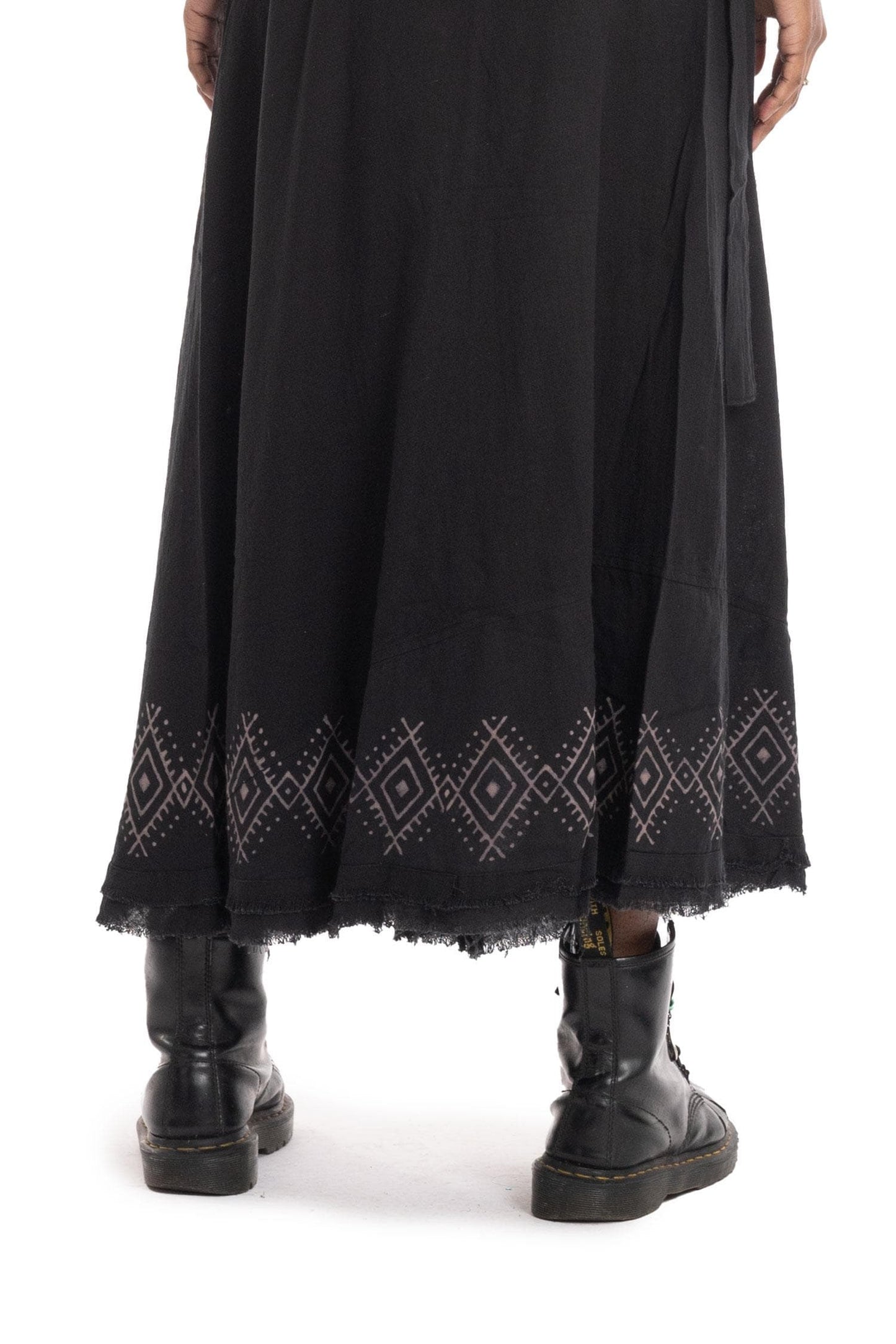 Hand Block Printed Goa Boho Hippy Jute Wrap Skirt