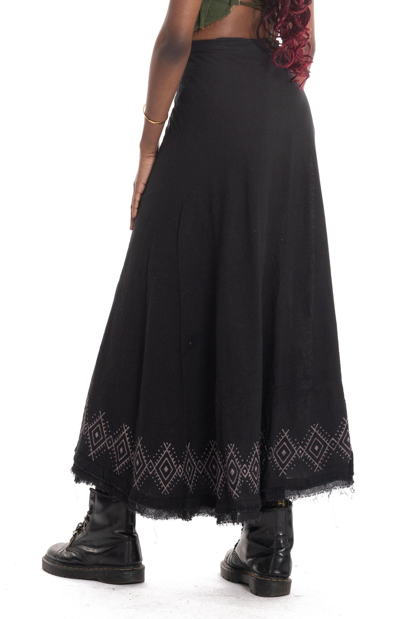 Hand Block Printed Goa Boho Hippy Jute Wrap Skirt