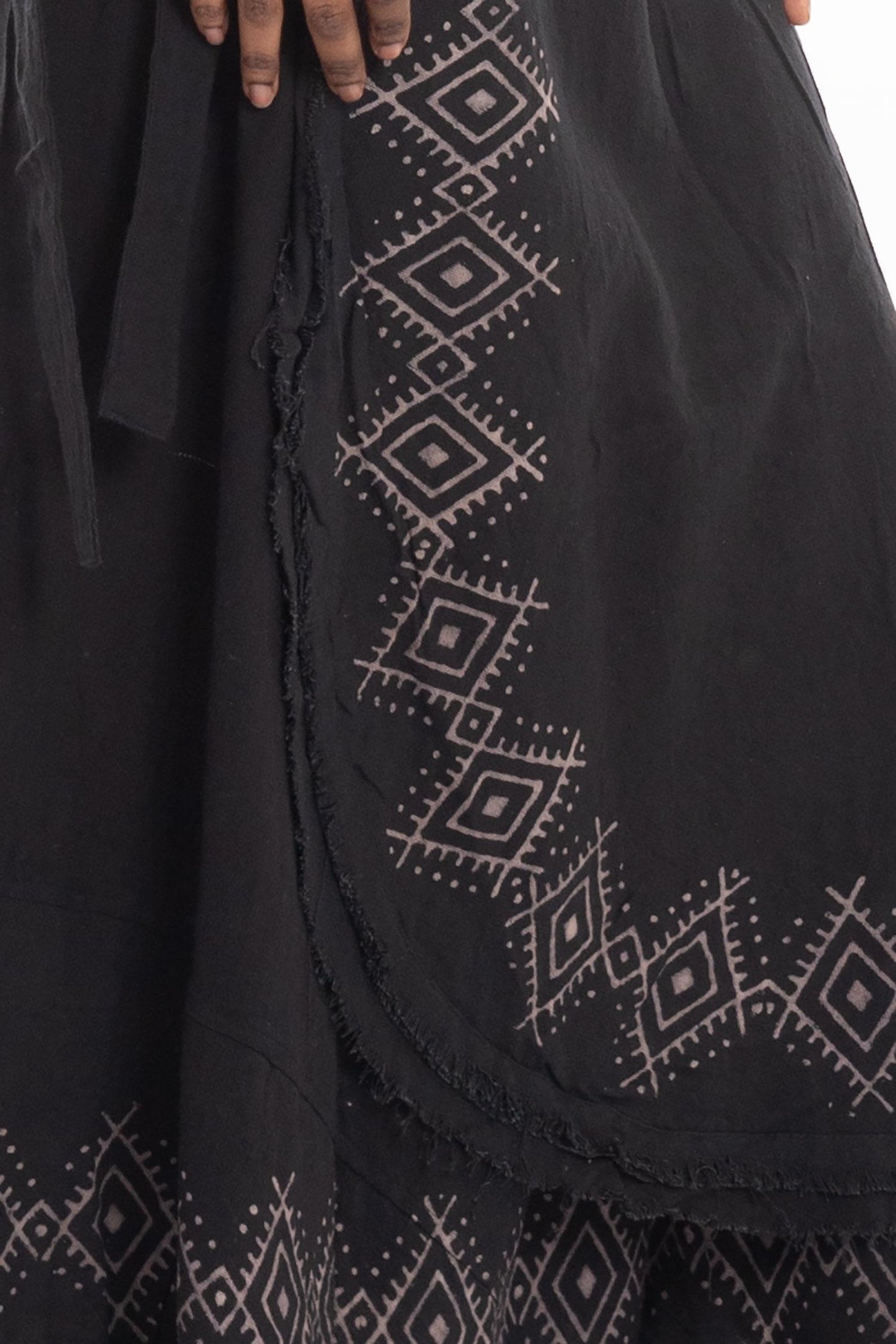 Hand Block Printed Goa Boho Hippy Jute Wrap Skirt