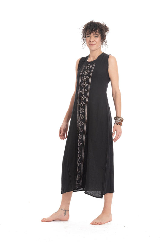 Hand Blocked Tribal Goa Natural Dress for Bohemian Hippy Woman