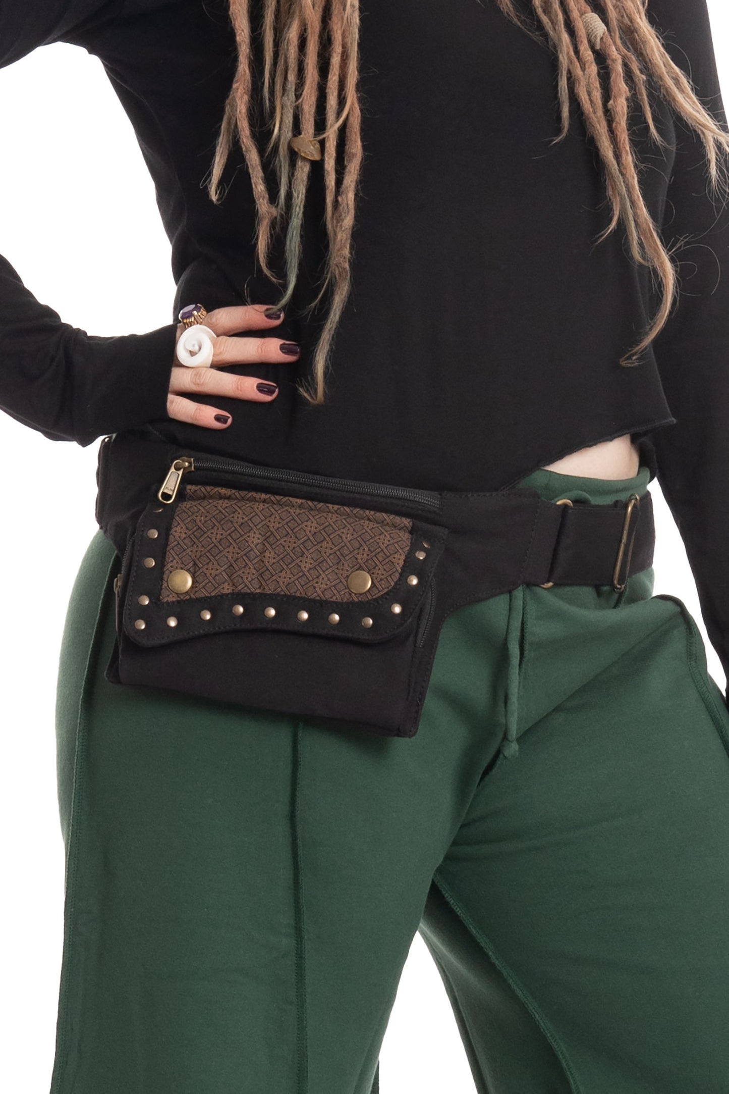 Boho Festival Waist Pocket Money Belt with Lace for Ren Faire