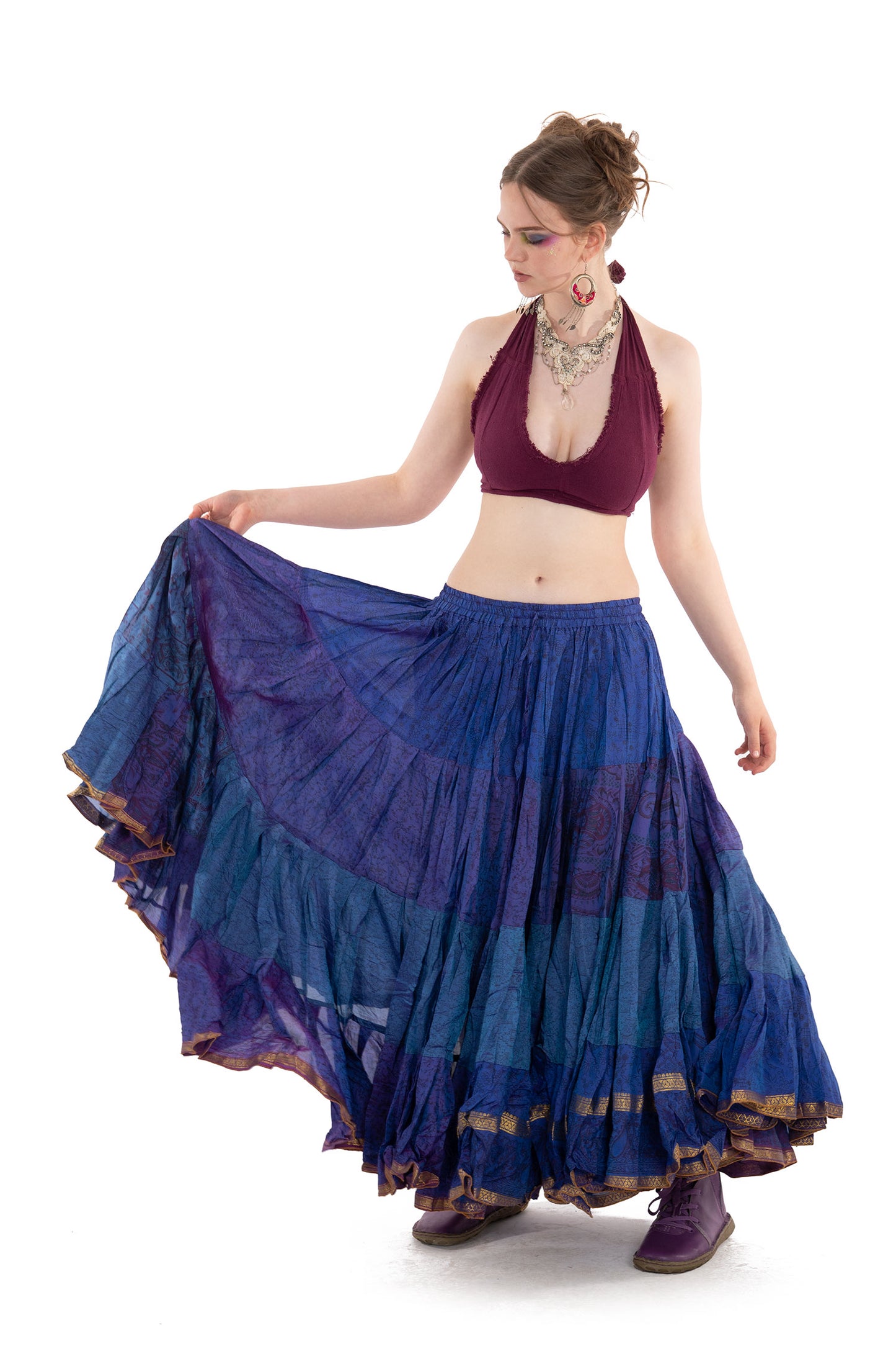 Long Upcycled Belly Dance ATS Skirt