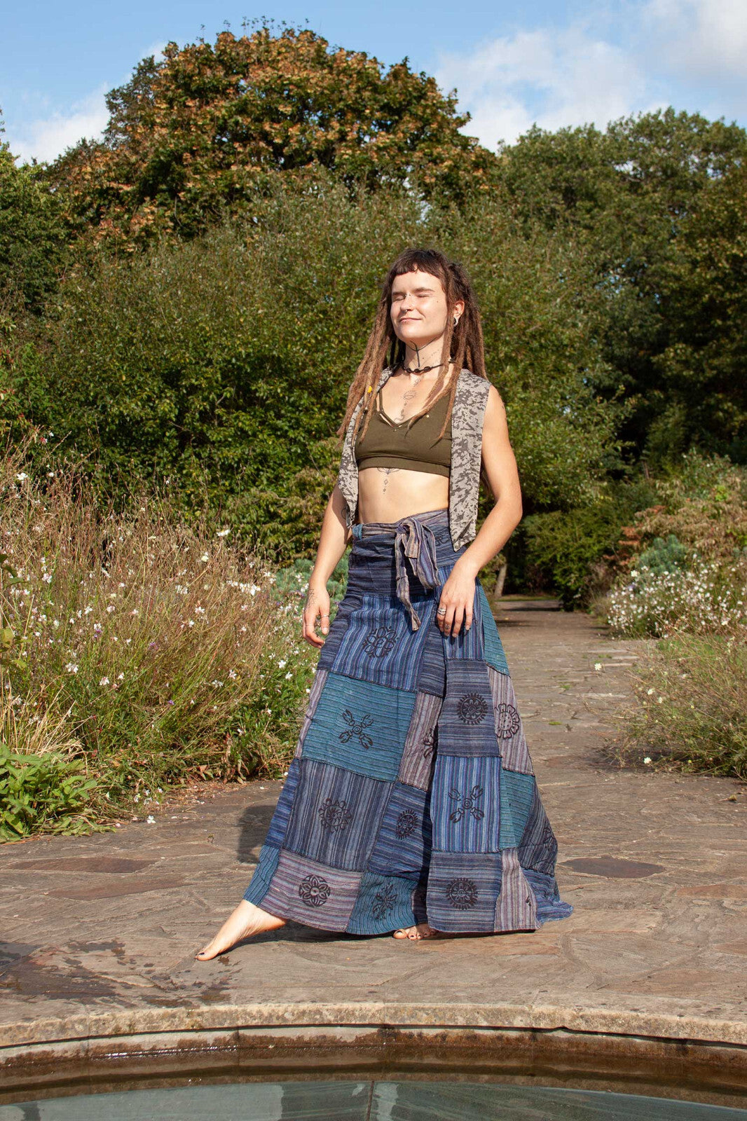 Long Earthy Patchwork Skirt