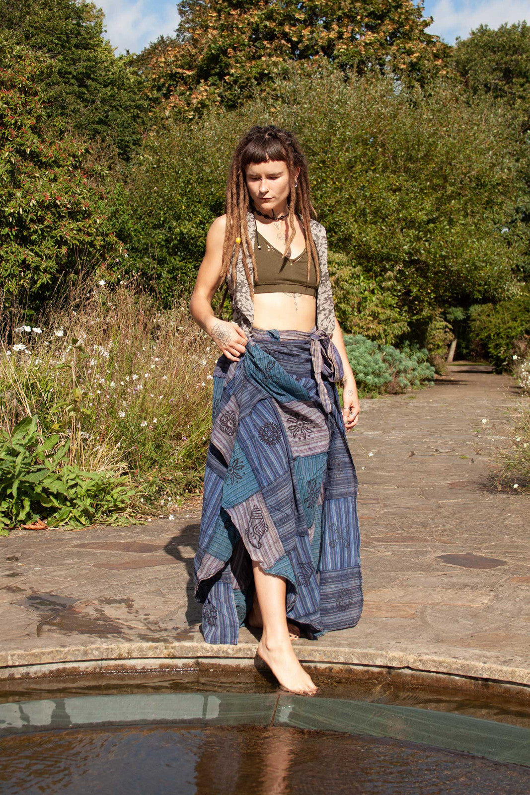 Long Earthy Patchwork Skirt