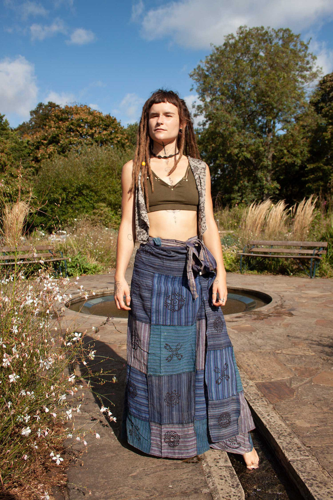 Long Earthy Patchwork Skirt