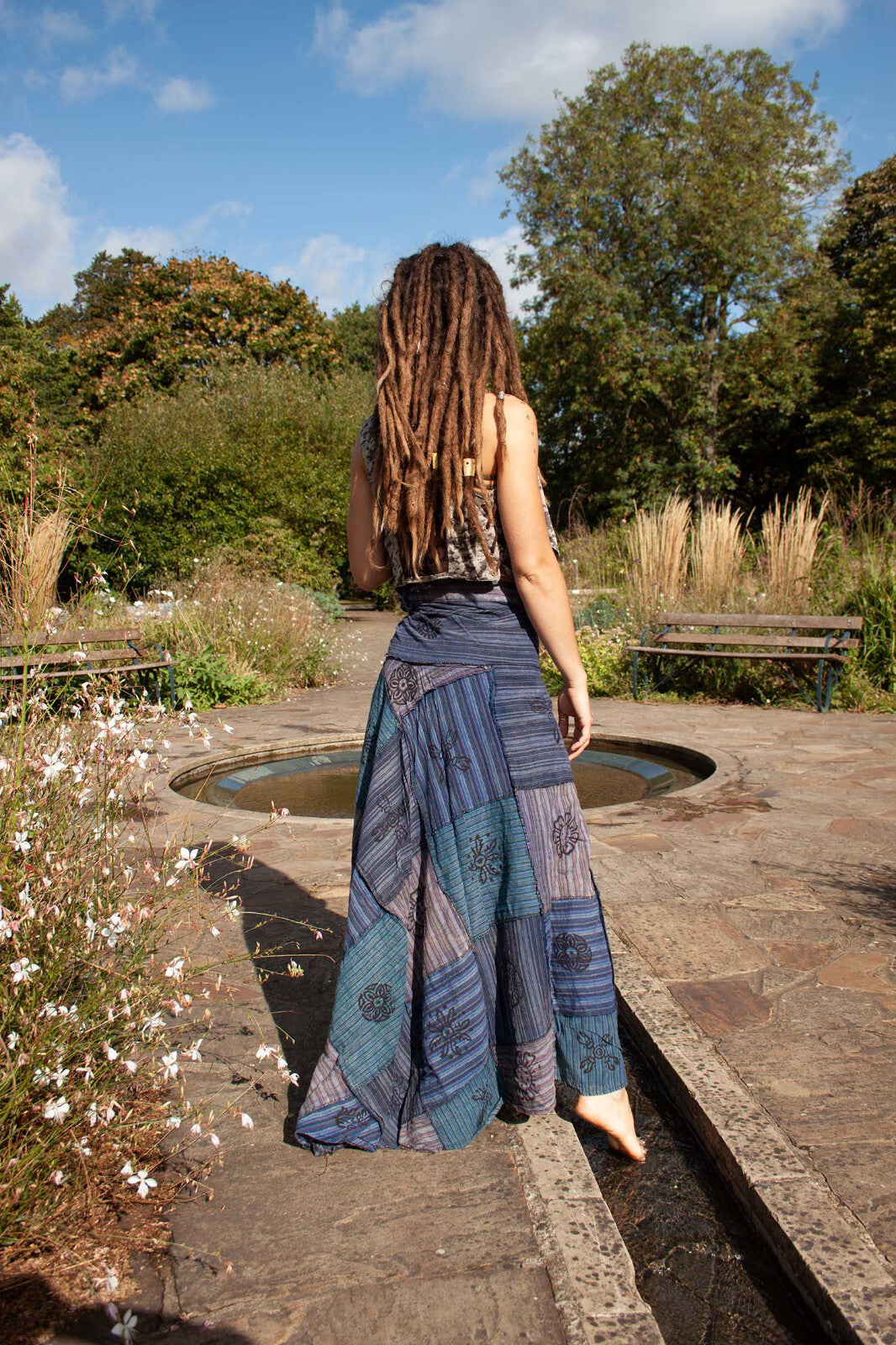 Long Earthy Patchwork Skirt