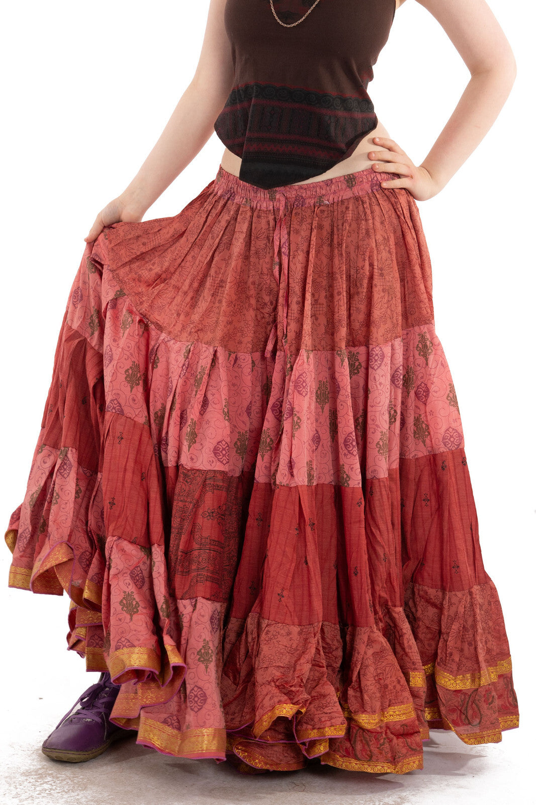 Long Upcycled Belly Dance Ats Skirt