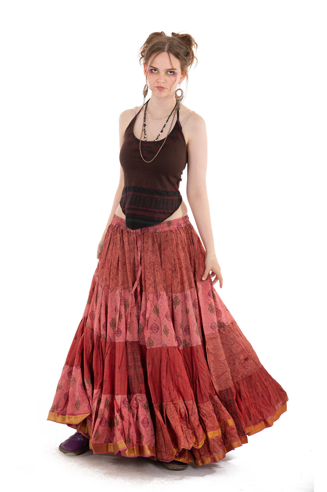 Long Upcycled Belly Dance Ats Skirt