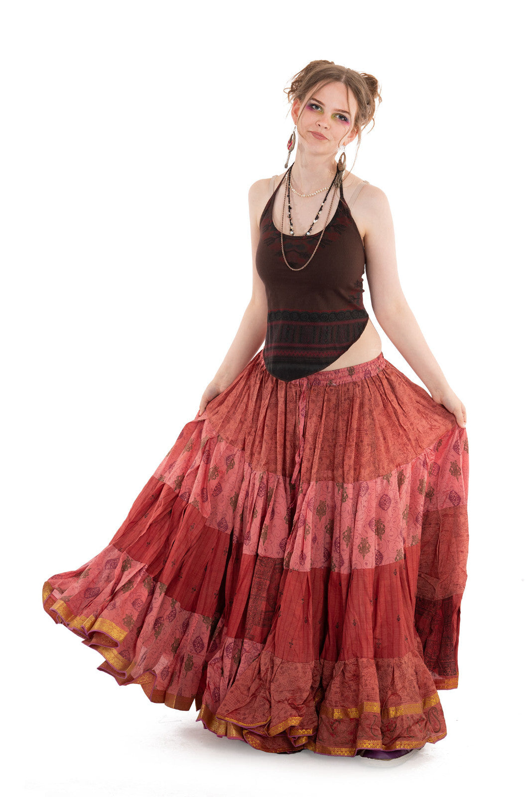 Long Upcycled Belly Dance Ats Skirt