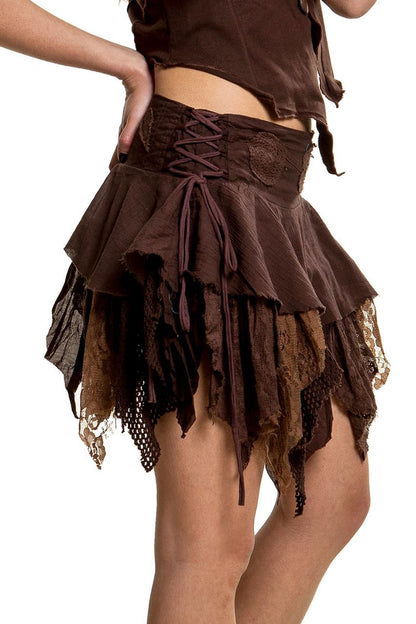 Ragged Psy Trance Woodland Goa Skirt