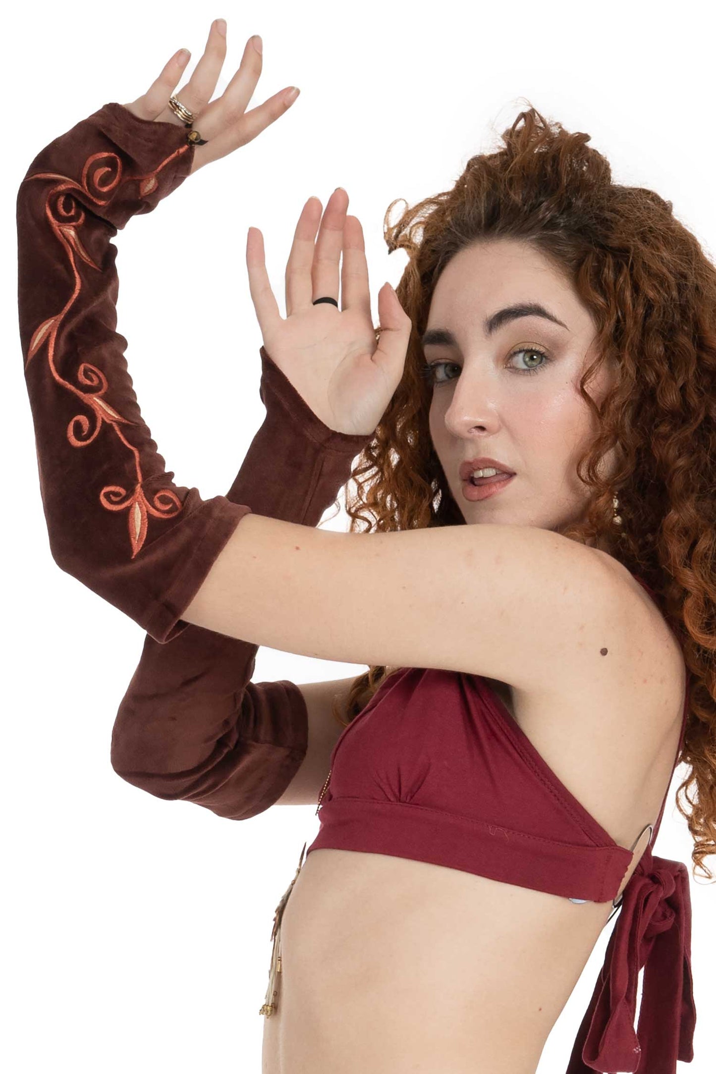Long Velvet Boho Arm warmers, Cosplay Elf Elven Gauntlets - Adriel Armwarmers (AS2061) by Altshop UK