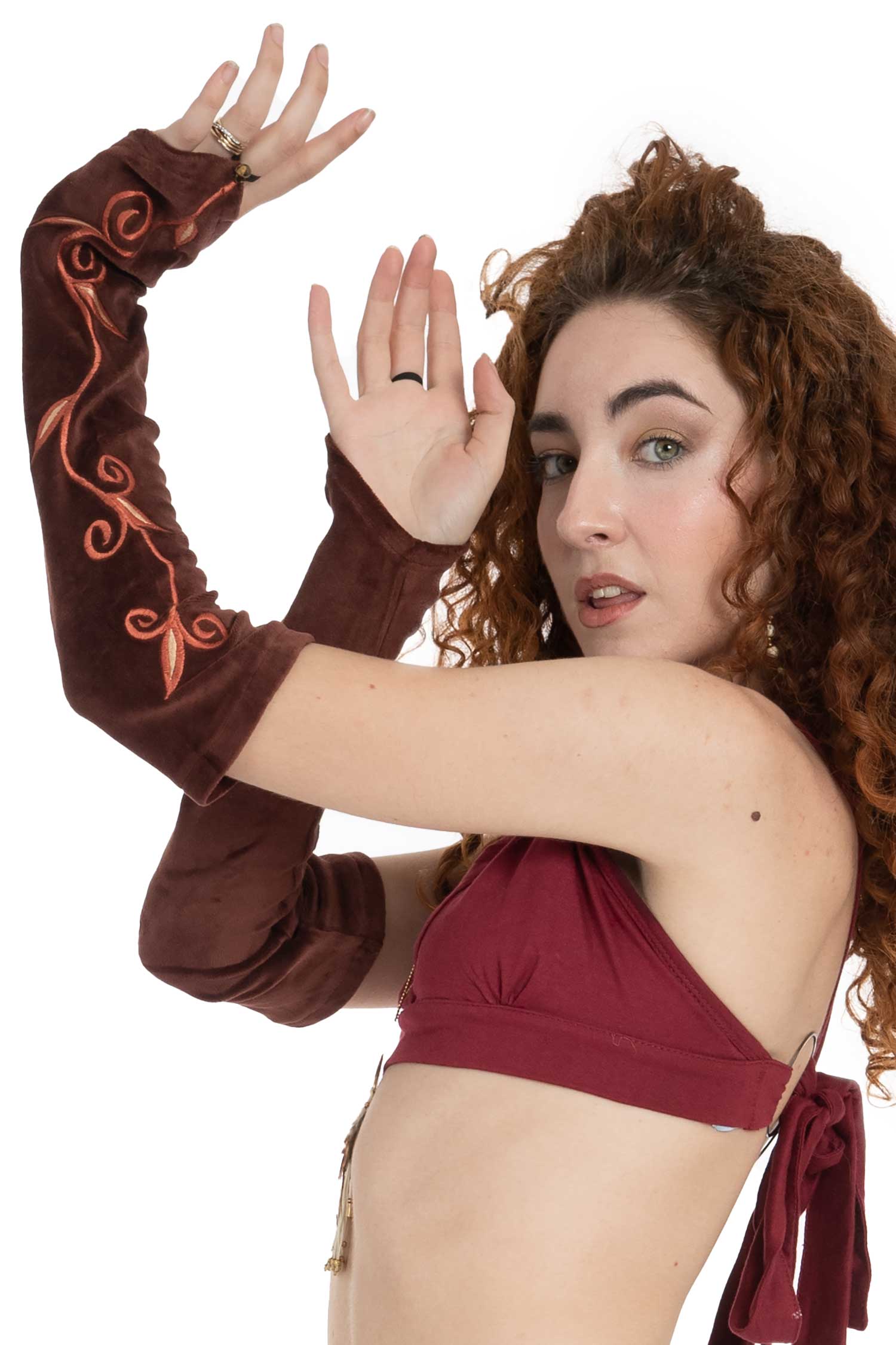 Long Velvet Boho Arm warmers, Cosplay Elf Elven Gauntlets - Adriel Armwarmers (AS2061) by Altshop UK