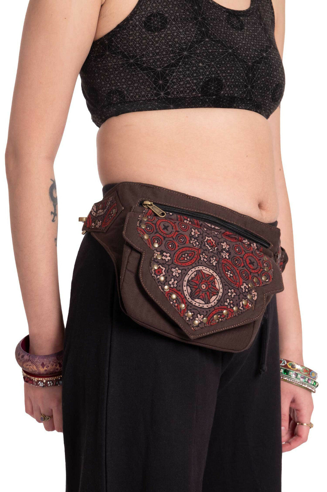 Hand Stamped Block Print Pocket Belt