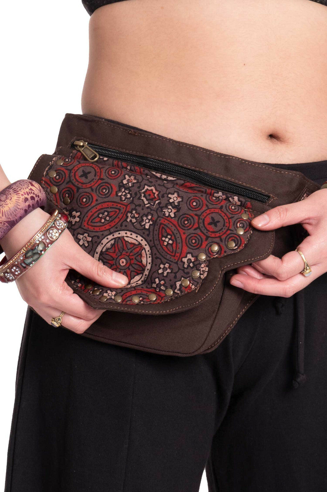 Hand Stamped Block Print Pocket Belt