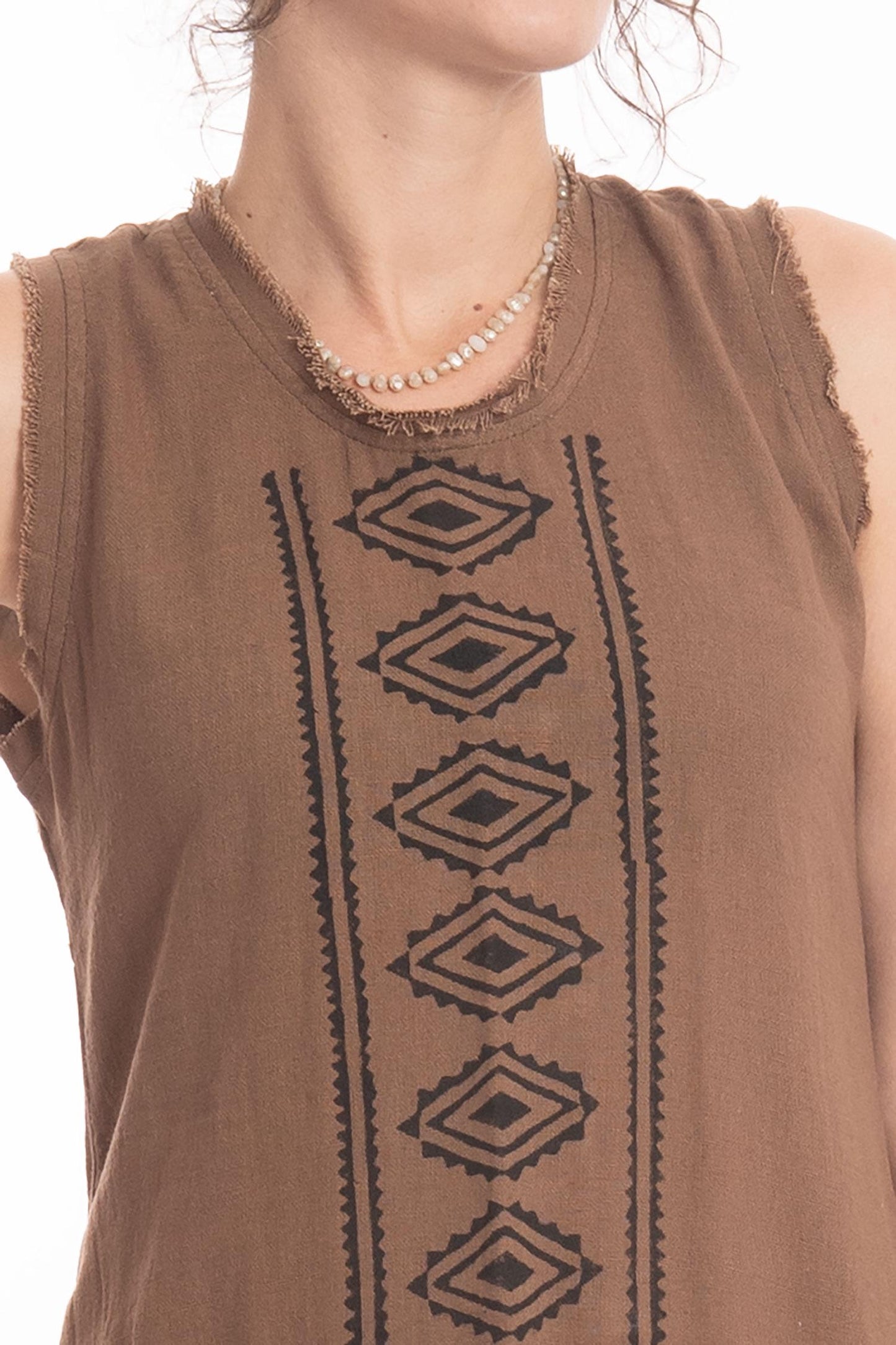 Hand Blocked Tribal Goa Natural Dress for Bohemian Hippy Woman
