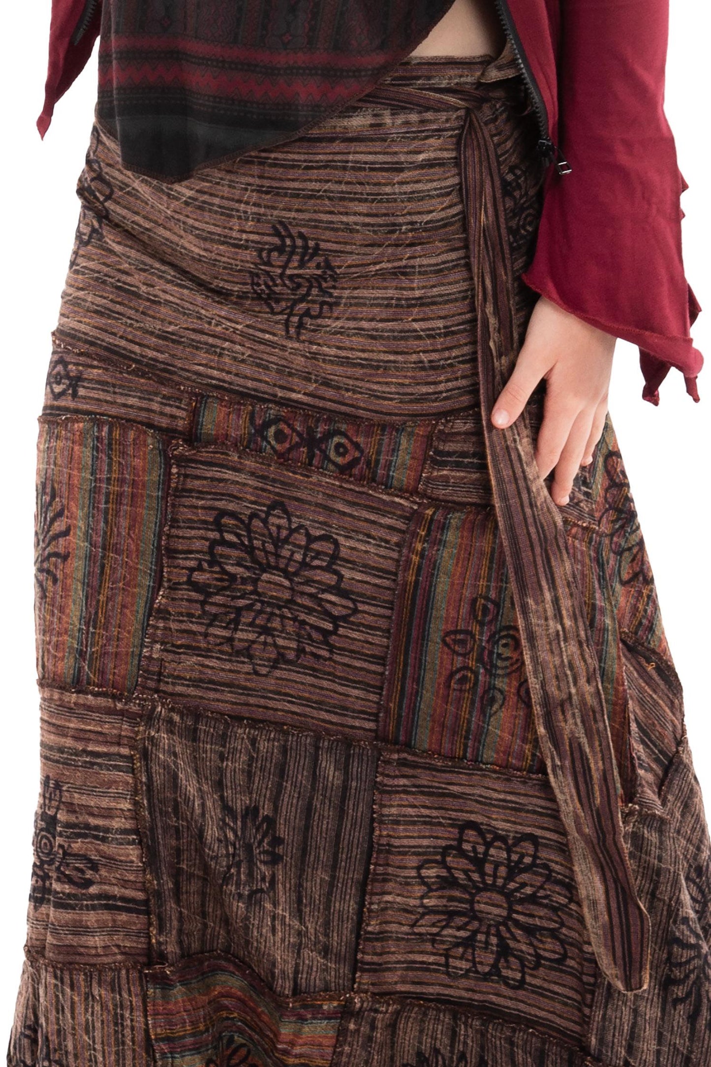 Long Earthy Patchwork Skirt