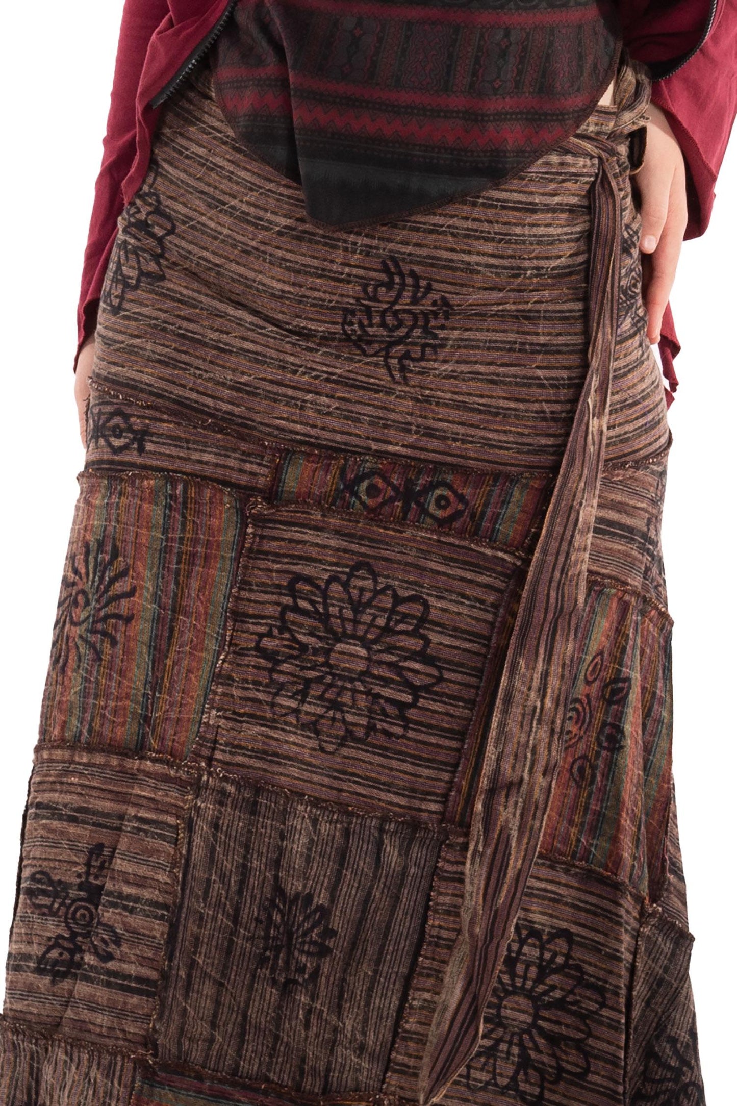 Long Earthy Patchwork Skirt