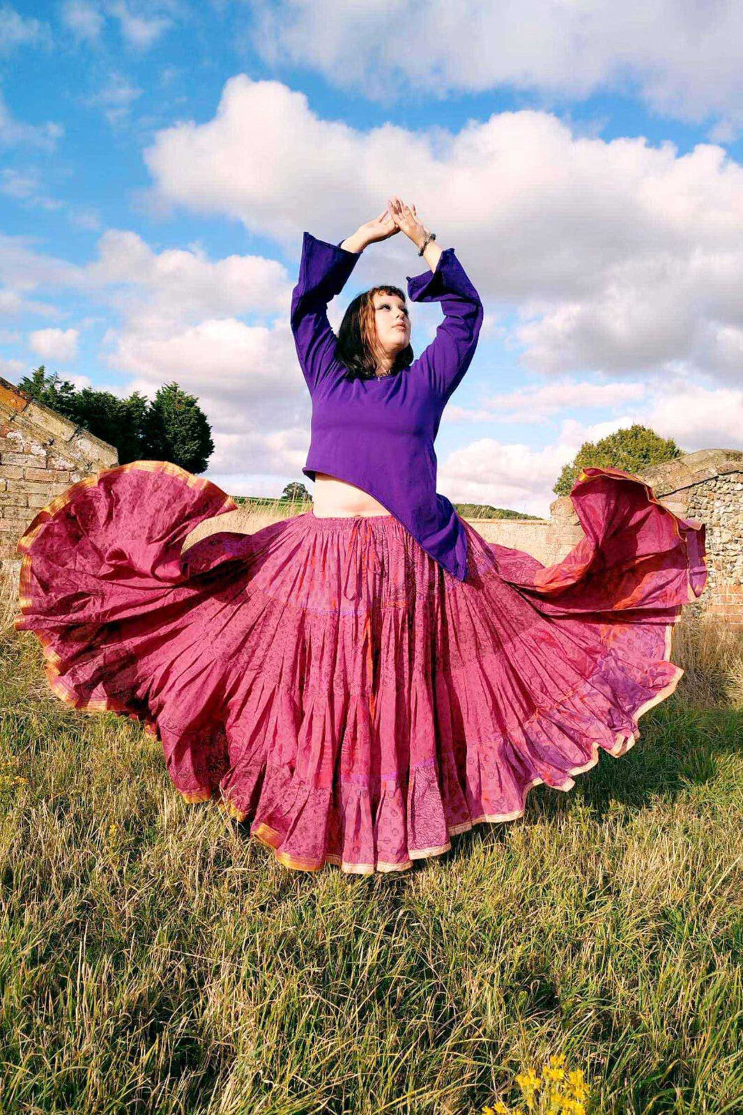Long Upcycled Belly Dance Ats Skirt