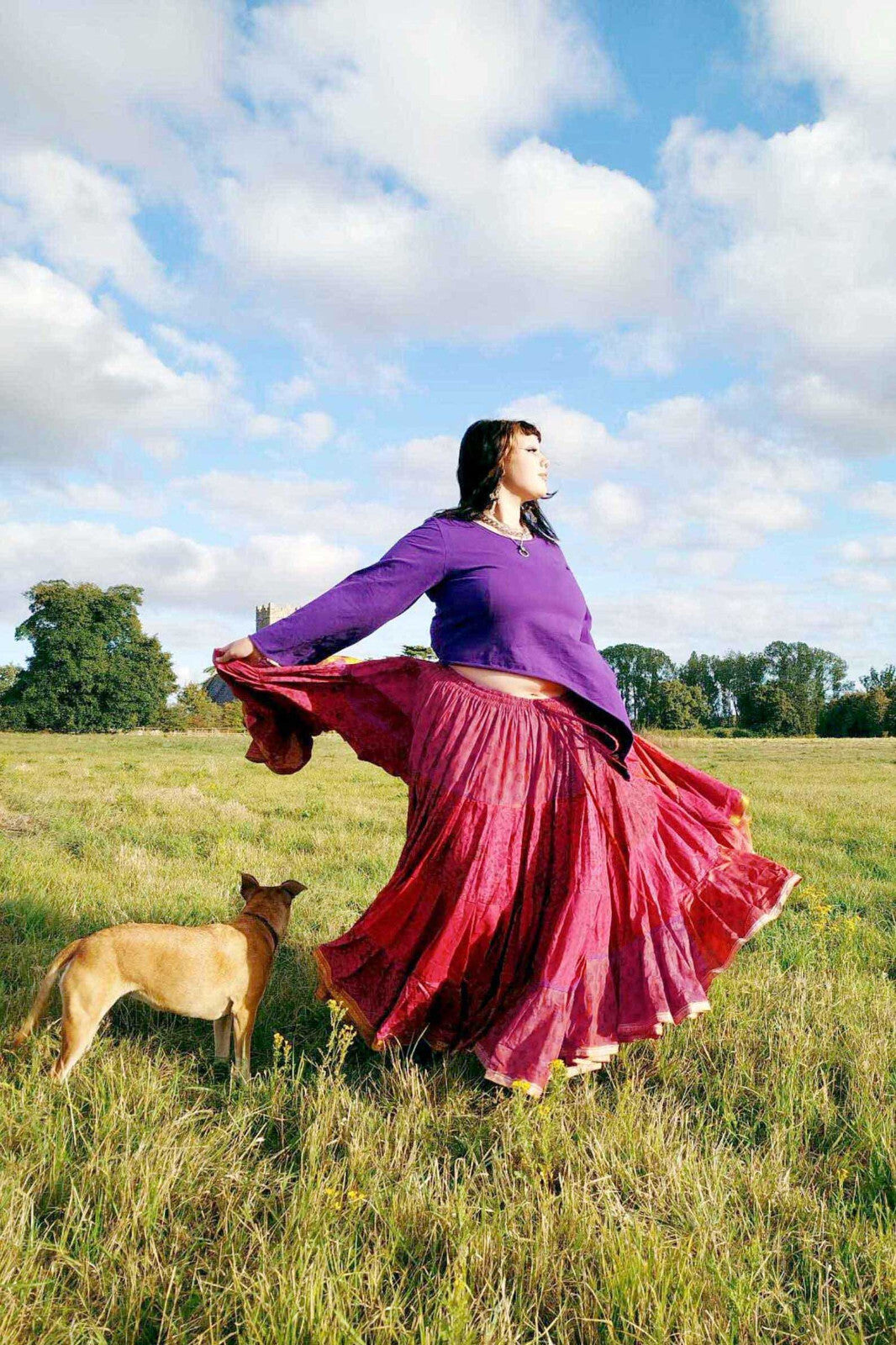 Long Upcycled Belly Dance Ats Skirt