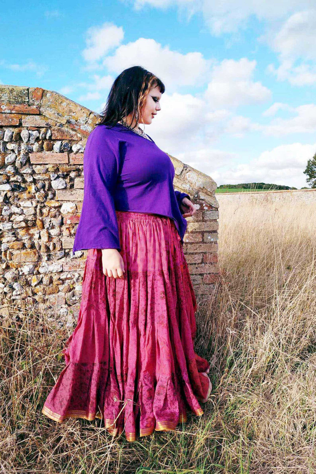 Long Upcycled Belly Dance Ats Skirt