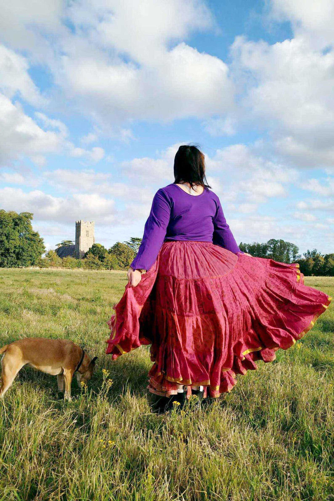 Long Upcycled Belly Dance Ats Skirt