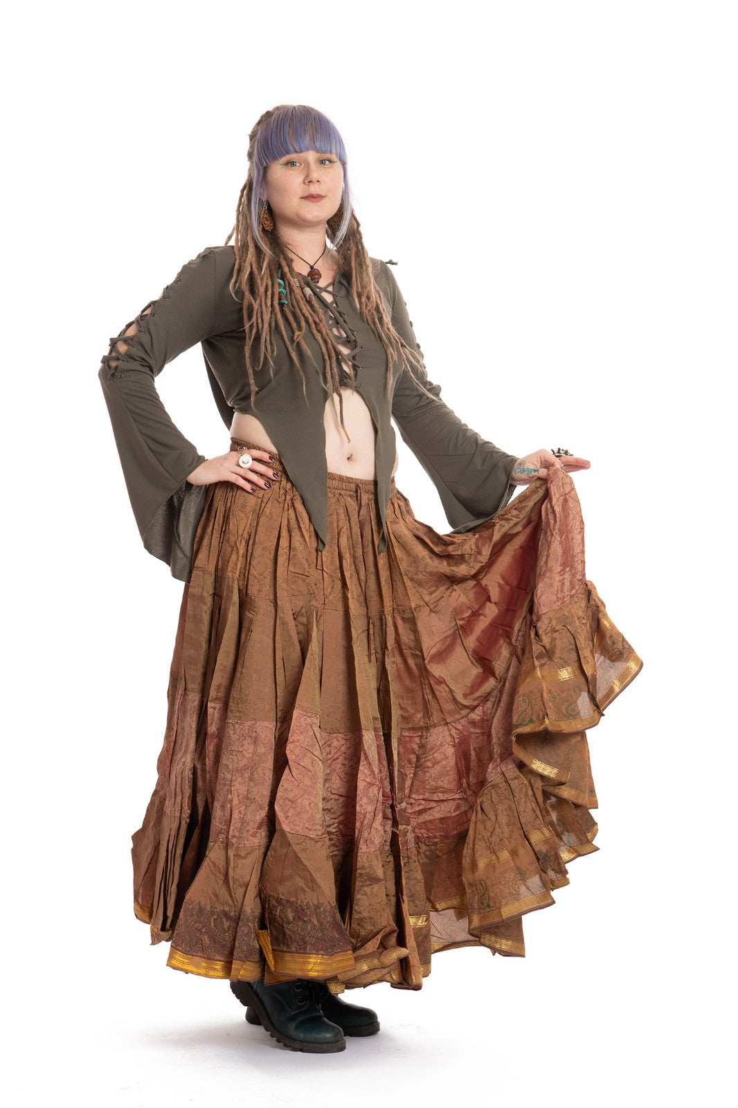 Long Upcycled Belly Dance Ats Skirt